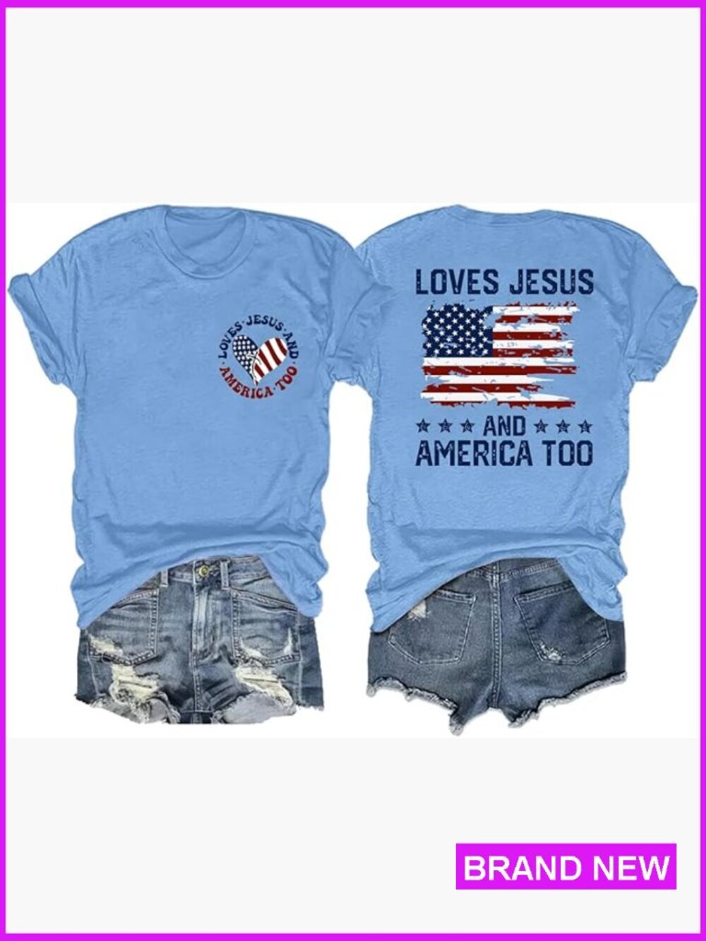 Patriotic T-Shirt Faith Freedom Graphic Tee Short Sleeve Crew Neck Soft